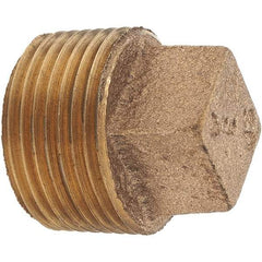 Merit Brass - Class 125, 3/4" Internal Pipe, Brass Square Head Plug - MNPT - Industrial Tool & Supply