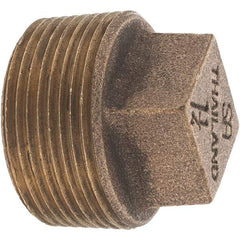Merit Brass - Class 125, 1-1/4" Internal Pipe, Brass Square Head Plug - MNPT - Industrial Tool & Supply
