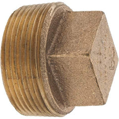 Merit Brass - Class 125, 1-1/2" Internal Pipe, Brass Square Head Plug - MNPT - Industrial Tool & Supply