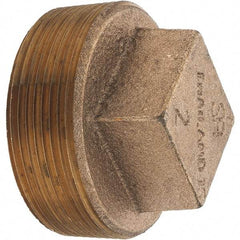 Merit Brass - Class 125, 2" Internal Pipe, Brass Square Head Plug - MNPT - Industrial Tool & Supply