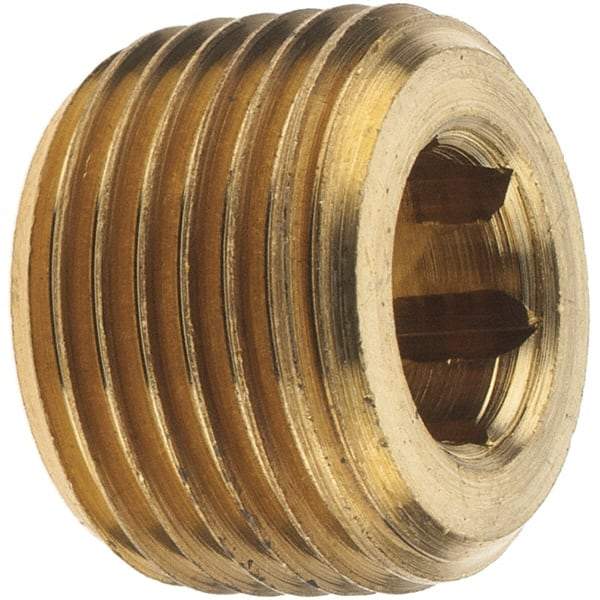 Merit Brass - Class 125, 3/8" Internal Pipe, Brass Countersunk Plug - MNPT - Industrial Tool & Supply