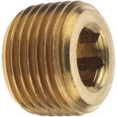 Merit Brass - Class 125, 3/8" Internal Pipe, Brass Countersunk Plug - MNPT - Industrial Tool & Supply