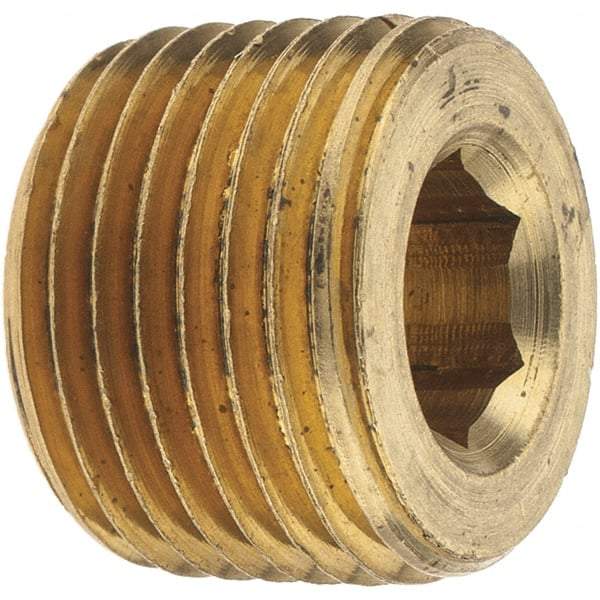 Merit Brass - Class 125, 1/2" Internal Pipe, Brass Countersunk Plug - MNPT - Industrial Tool & Supply