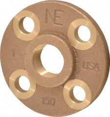 Merit Brass - 1" Pipe, 4-1/4" OD, 11/16" Hub Length, Brass & Chrome Plated, Companion Pipe Flange - 3-1/8" Across Bolt Hole Centers, 5/8" Bolt Hole, Class 125 - Industrial Tool & Supply