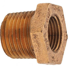 Merit Brass - Class 125, 1/2 x 3/8" Internal Pipe, Brass Hex Bushing - MNPT x FNPT - Industrial Tool & Supply
