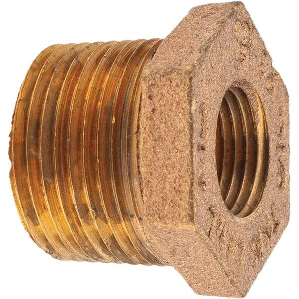 Merit Brass - Class 125, 3/4 x 3/8" Internal Pipe, Brass Hex Bushing - MNPT x FNPT - Industrial Tool & Supply