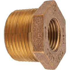 Merit Brass - Class 125, 1 x 1/2" Internal Pipe, Brass Hex Bushing - MNPT x FNPT - Industrial Tool & Supply