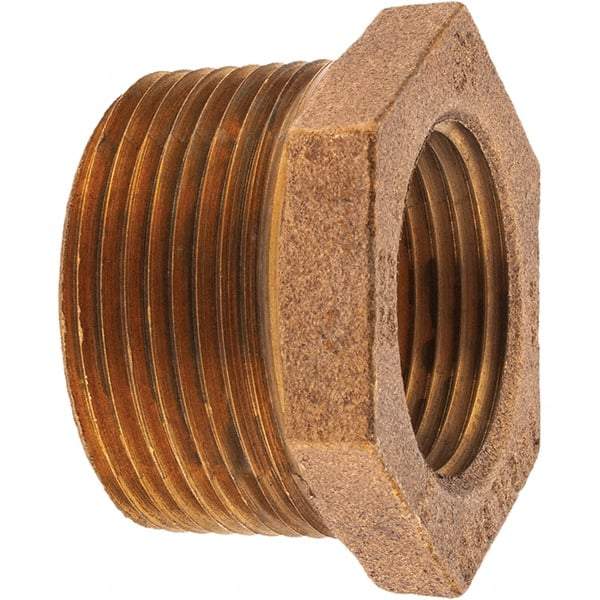 Merit Brass - Class 125, 1-1/4 x 1" Internal Pipe, Brass Hex Bushing - MNPT x FNPT - Industrial Tool & Supply