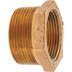 Merit Brass - Class 125, 1-1/2 x 1-1/4" Internal Pipe, Brass Hex Bushing - MNPT x FNPT - Industrial Tool & Supply