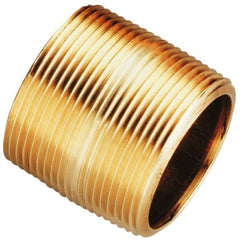Merit Brass - 12" Long, 1-1/2" Pipe Threaded Brass Pipe Nipple - BSPT Thread, Red Brass - Industrial Tool & Supply