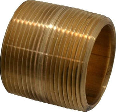 Merit Brass - 1-3/4" Long, 1-1/2" Pipe Threaded Brass Pipe Nipple - NPT Thread, Red Brass - Industrial Tool & Supply