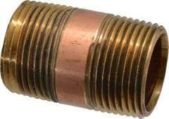 Merit Brass - 2" Long, 1" Pipe Threaded Brass Pipe Nipple - NPT Thread, Red Brass - Industrial Tool & Supply