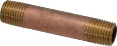 Merit Brass - 2-1/2" Long, 1/4" Pipe Threaded Brass Pipe Nipple - NPT Thread, Red Brass - Industrial Tool & Supply