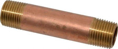 Merit Brass - 3-1/2" Long, 1/2" Pipe Threaded Brass Pipe Nipple - NPT Thread, Red Brass - Industrial Tool & Supply