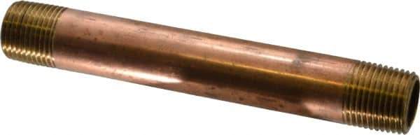Merit Brass - 5-1/2" Long, 1/2" Pipe Threaded Brass Pipe Nipple - NPT Thread, Red Brass - Industrial Tool & Supply