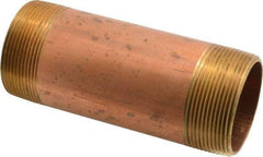 Merit Brass - 5-1/2" Long, 2" Pipe Threaded Brass Pipe Nipple - NPT Thread, Red Brass - Industrial Tool & Supply