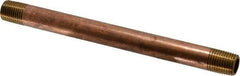 Merit Brass - 6" Long, 1/4" Pipe Threaded Brass Pipe Nipple - NPT Thread, Red Brass - Industrial Tool & Supply