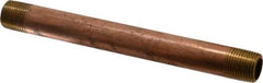 Merit Brass - 6" Long, 3/8" Pipe Threaded Brass Pipe Nipple - NPT Thread, Red Brass - Industrial Tool & Supply