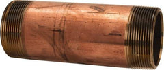 Merit Brass - 6" Long, 2" Pipe Threaded Brass Pipe Nipple - NPT Thread, Red Brass - Industrial Tool & Supply