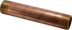 Merit Brass - 8" Long, 1-1/4" Pipe Threaded Brass Pipe Nipple - NPT Thread, Red Brass - Industrial Tool & Supply