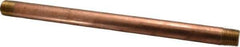 Merit Brass - 12" Long, 1/2" Pipe Threaded Brass Pipe Nipple - NPT Thread, Red Brass - Industrial Tool & Supply