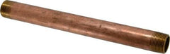 Merit Brass - 12" Long, 1" Pipe Threaded Brass Pipe Nipple - NPT Thread, Red Brass - Industrial Tool & Supply
