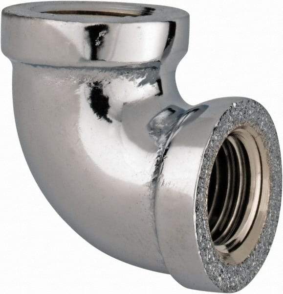 Merit Brass - Class 125, 1/4" Internal Pipe, Red Brass & Chrome 90° Street Elbow - FNPT x FNPT - Industrial Tool & Supply