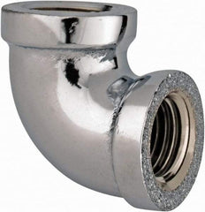 Merit Brass - Class 125, 1/4" Internal Pipe, Red Brass & Chrome 90° Street Elbow - FNPT x FNPT - Industrial Tool & Supply