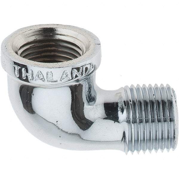 Merit Brass - Class 125, 1/2" Internal Pipe, Red Brass & Chrome 90° Street Elbow - FNPT x MNPT - Industrial Tool & Supply