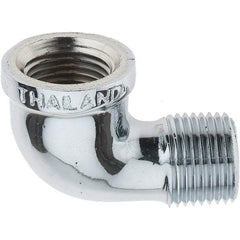 Merit Brass - Class 125, 1/2" Internal Pipe, Red Brass & Chrome 90° Street Elbow - FNPT x MNPT - Industrial Tool & Supply