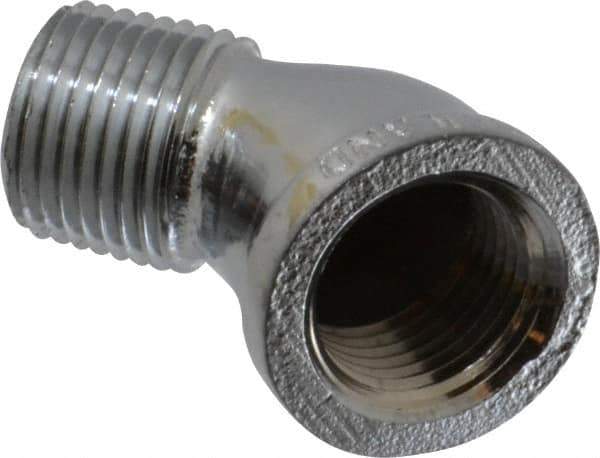 Merit Brass - Class 125, 1/2" Internal Pipe, Red Brass & Chrome 45° Street Elbow - FNPT x MNPT - Industrial Tool & Supply