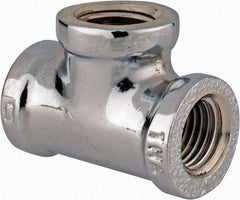 Merit Brass - Class 125, 1/4" Internal Pipe, Red Brass & Chrome Tee - FNPT x FNPT - Industrial Tool & Supply