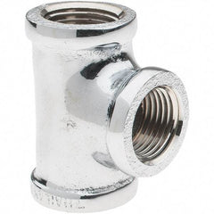 Merit Brass - Class 125, 1/2" Internal Pipe, Red Brass & Chrome Tee - FNPT x FNPT - Industrial Tool & Supply