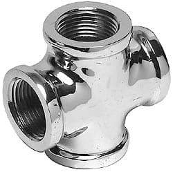 Merit Brass - Class 125, 1/2" Internal Pipe, Red Brass & Chrome Cross - All FNPT - Industrial Tool & Supply