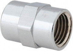 Merit Brass - Class 125, 1/4" Internal Pipe, Red Brass & Chrome Coupling - FNPT x FNPT - Industrial Tool & Supply