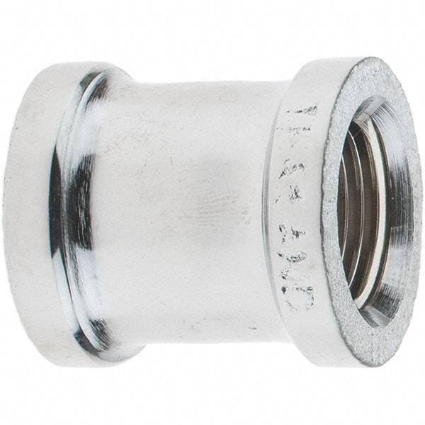 Merit Brass - Class 125, 3/8" Internal Pipe, Red Brass & Chrome Coupling - FNPT x FNPT - Industrial Tool & Supply