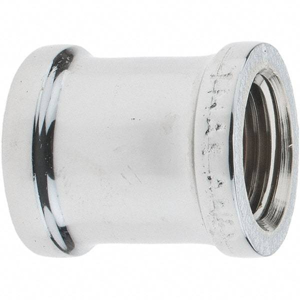 Merit Brass - Class 125, 1/2" Internal Pipe, Red Brass & Chrome Coupling - FNPT x FNPT - Industrial Tool & Supply