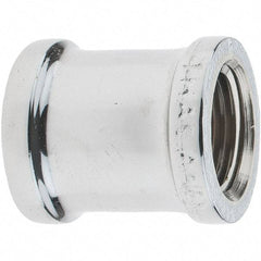 Merit Brass - Class 125, 1/2" Internal Pipe, Red Brass & Chrome Coupling - FNPT x FNPT - Industrial Tool & Supply