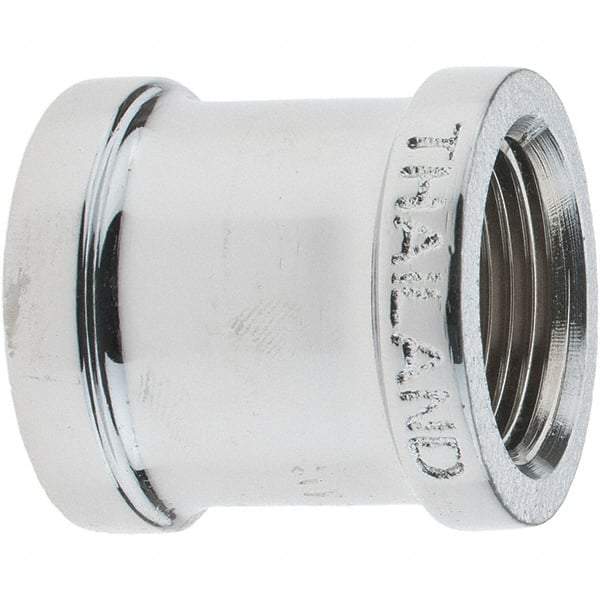Merit Brass - Class 125, 3/4" Internal Pipe, Red Brass & Chrome Coupling - FNPT x FNPT - Industrial Tool & Supply