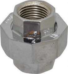 Merit Brass - Class 125, 1/2" Internal Pipe, Red Brass & Chrome Union - FNPT x FNPT - Industrial Tool & Supply