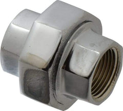 Merit Brass - Class 125, 3/4" Internal Pipe, Red Brass & Chrome Union - FNPT x FNPT - Industrial Tool & Supply