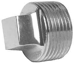 Merit Brass - Class 125, 1" Internal Pipe, Red Brass & Chrome Square Head Plug - MNPT - Industrial Tool & Supply