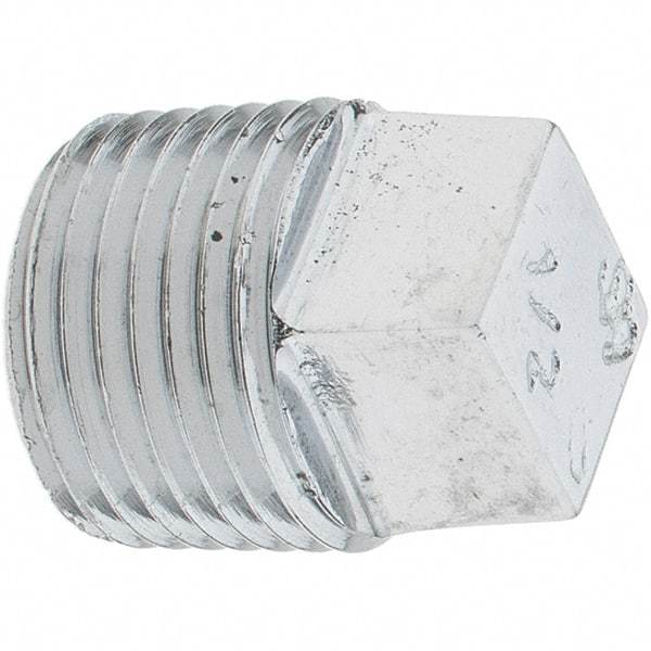 Merit Brass - Class 125, 1/2" Internal Pipe, Red Brass & Chrome Square Head Plug - MNPT - Industrial Tool & Supply
