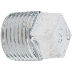 Merit Brass - Class 125, 1/2" Internal Pipe, Red Brass & Chrome Square Head Plug - MNPT - Industrial Tool & Supply