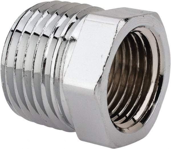 Merit Brass - Class 125, 1/2 x 3/8" Internal Pipe, Red Brass & Chrome Hex Bushing - MNPT x FNPT - Industrial Tool & Supply