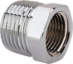Merit Brass - Class 125, 1/2 x 3/8" Internal Pipe, Red Brass & Chrome Hex Bushing - MNPT x FNPT - Industrial Tool & Supply