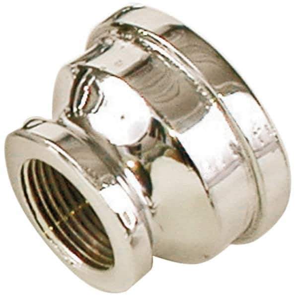Merit Brass - Class 125, 1 x 1/2" Internal Pipe, Red Brass & Chrome Reducing Coupling - FNPT x FNPT - Industrial Tool & Supply