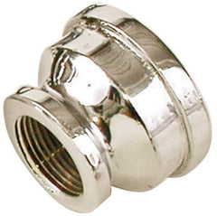 Merit Brass - Class 125, 3/4 x 1/2" Internal Pipe, Red Brass & Chrome Reducing Coupling - FNPT x FNPT - Industrial Tool & Supply
