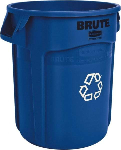 Rubbermaid - 32 Gal Blue Round Recycling Container - Polyethylene, 27-1/4" High - Industrial Tool & Supply