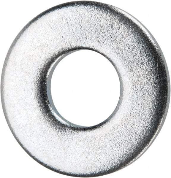 Value Collection - #10 Screw, Grade 2 Steel USS Flat Washer - 0.245" ID x 0.577" OD, 0.065" Thick, Zinc-Plated Finish - Industrial Tool & Supply